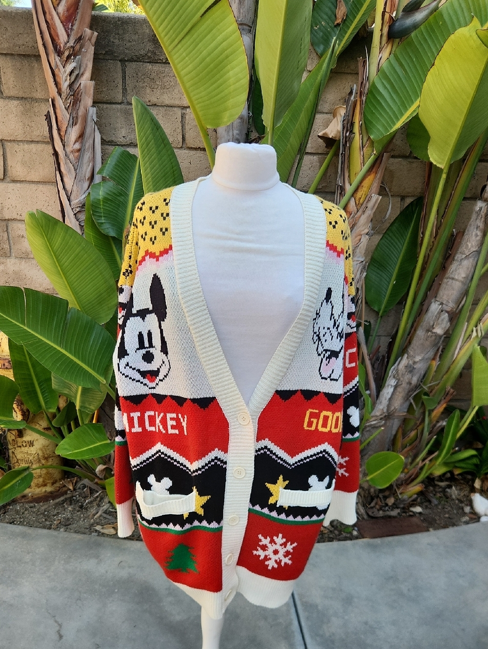 Disney X Forever 21 Mickey Mouse Goofy Cardigan Sweater Holiday Christmas  2X